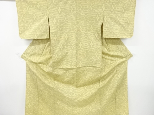 JAPANESE KIMONO / ANTIQUE HITOE KIMONO / SILK / TSUMUGI / WOVEN ABSTRACT PATTERN